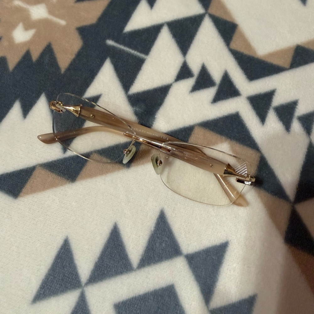 Bulgari Rimless Sunglasses in Brown and Gold